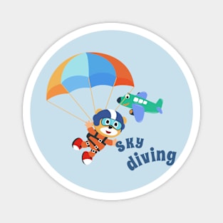 Vector illustration of a cute skydiver Magnet